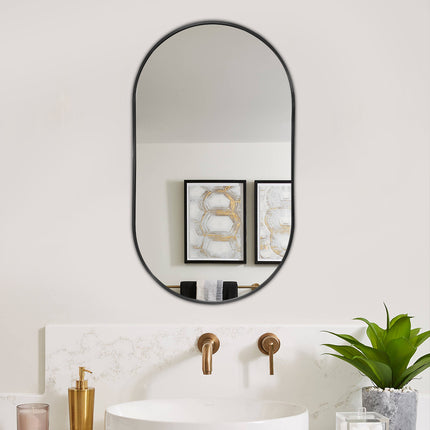 Black 70cm Oval Bathroom Vanity Mirror Wall Mirror