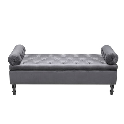 Grey Flip Top Storage Bench with Side Arms 126x46cm