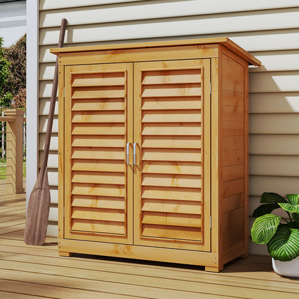 Outdoor Solid Wood Storage Cabinet Garden Tool Shed