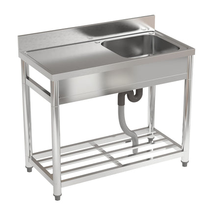 90cm H Stainless Steel Commercial Sink with Bowl Side Platform