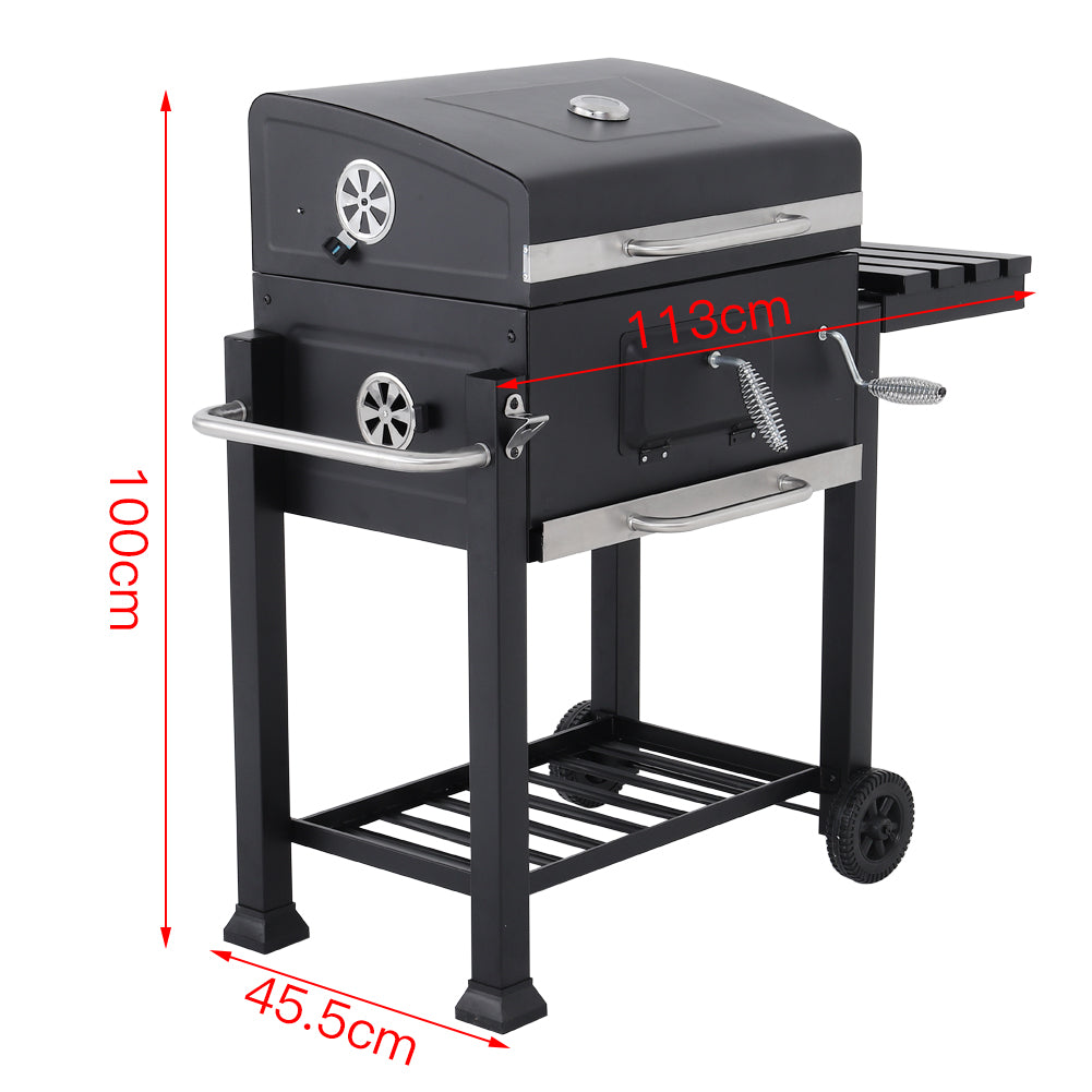 Outdoor Charcoal BBQ Grill with Portable Trolley Garden Gril