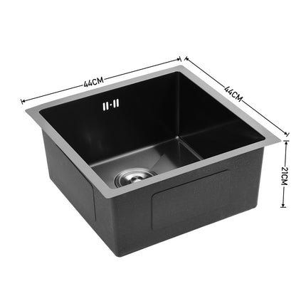 Black Single-bowl Black Drop-in Stainless Steel Kitchen Sink