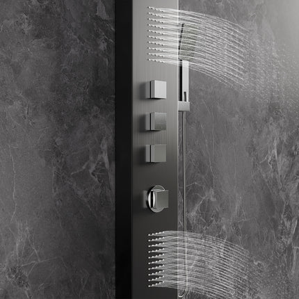 Black Stainless Steel Exposed Shower Tower Panel