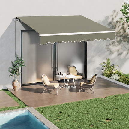 Outdoor Retractable DIY Manual Patio Awning Canopy Garden Shade Shelter Grey 300x250CM