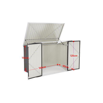 Steel Trash Can Recycle Bin Enclosure Storage Shed, Charcoal Black