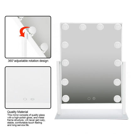 Rotary Makeup Mirror Standing LED Lighted Mirror  36x48cm