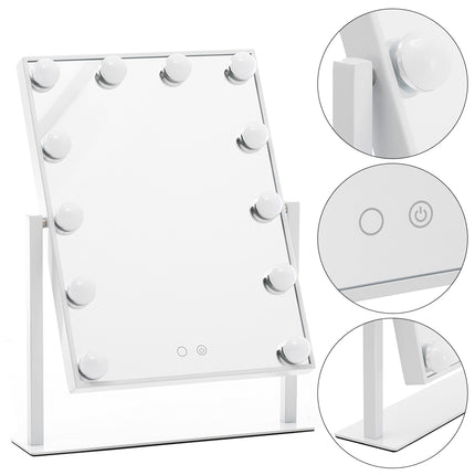 Rotary Makeup Mirror Standing LED Lighted Mirror  36x48cm