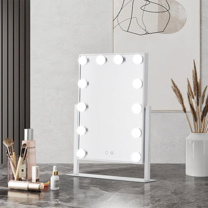 Rotary Makeup Mirror Standing LED Lighted Mirror  36x48cm