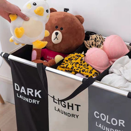 Detachable Laundry Basket 3 Section Clothes Sorter Hamper