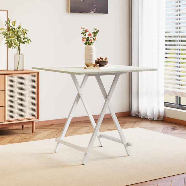 White 80x80cm Folding Wooden Dining Table