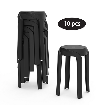 46cm H Plastic Stackable Round Stools Set of 10