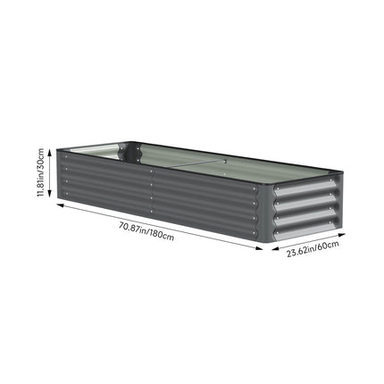 Rectangular Galvanized Steel Raised Garden Bed 180cm x 60cm