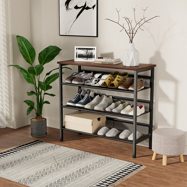 4-Tier Mesh Shelves Shoe Rack