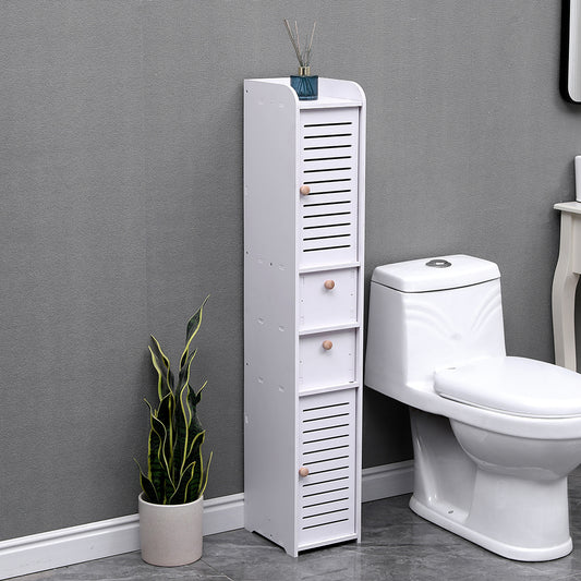 White 118cm H Freestanding Wooden Tall Bathroom Cabinet