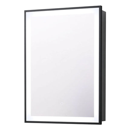 Black Framed LED Mirror Cabinet with Shaver Socket 500mm x 700mm