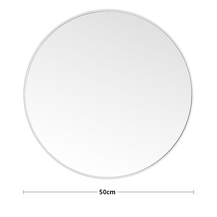50cm Nordic White Framed Bathroom Mirror Round Wall Mounted Mirror