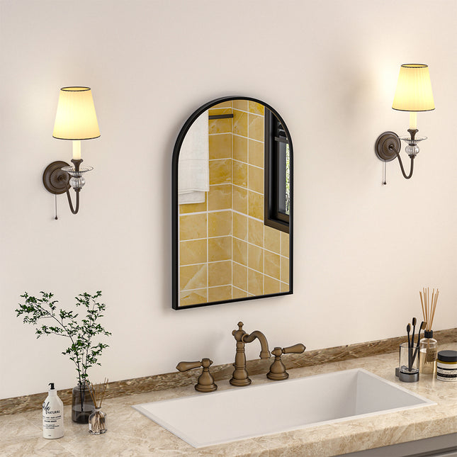 Arched Bathroom Wall Mirror Black Framed Vanity Mirror 40/50cm W