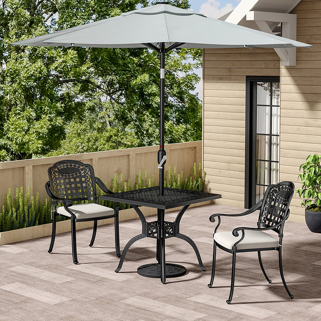 Set of 3 Cast Aluminum Square Outdoor Dining Set