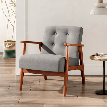 Solid Wooden Frame Upholstered Tufted Armchair