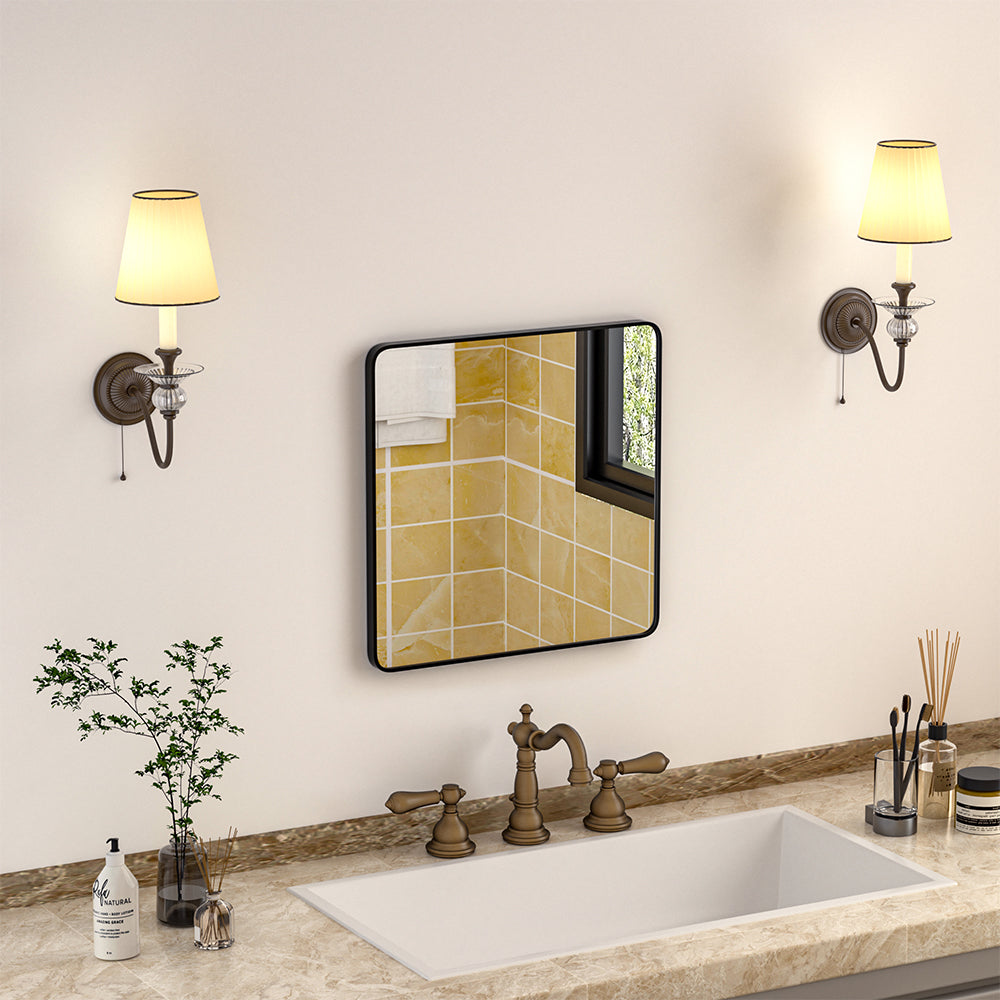 Square Bathroom Black Framed Vanity Mirror