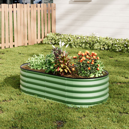 Oval-Shaped Galvanised Steel Raised Garden Bed