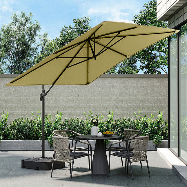 Large Square Canopy Rotating Outdoor Cantilever Parasol with Plastic Base