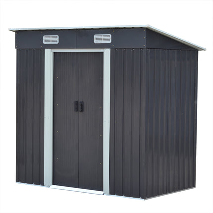 4x6ft Metal Garden Storage Shed with Sliding Door