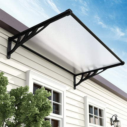 Black Straight Door Canopy Awning Shade Shelter, 150x90x28CM