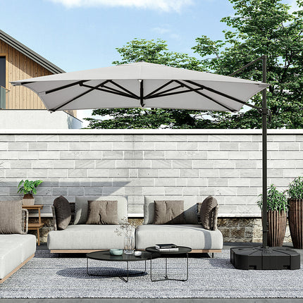 3M Large Square Patio Umbrella Outdoor Cantilever Parasol With Plastic Base