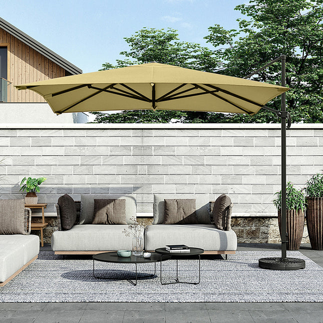 Large Square Canopy Rotating Outdoor Cantilever Parasol with Fillable Base