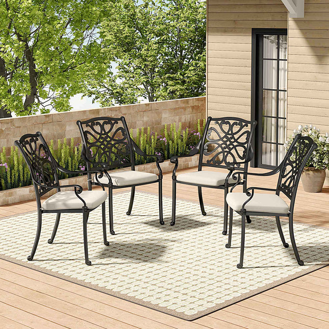 4Pcs Aluminum Outdoor Patio Dining Armchair with Cushion