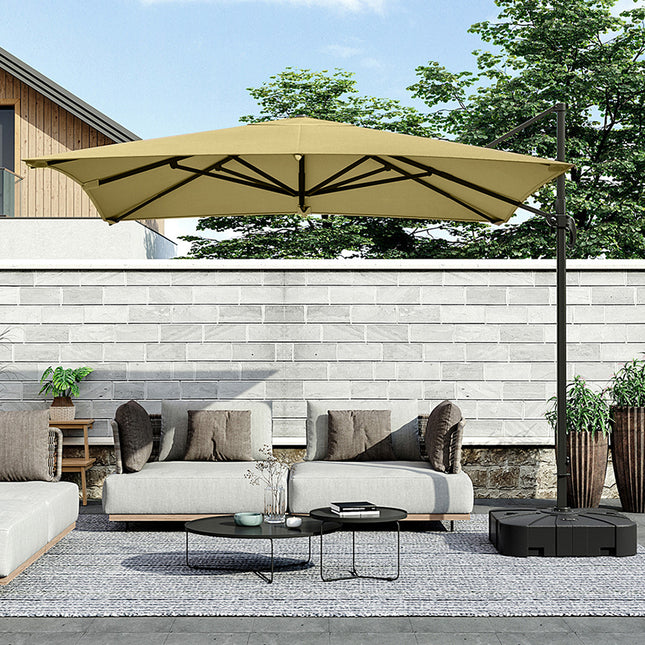 Large Square Canopy Rotating Outdoor Cantilever Parasol with Plastic Base