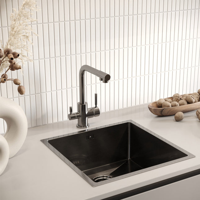 Black Single-bowl Black Drop-in Stainless Steel Kitchen Sink