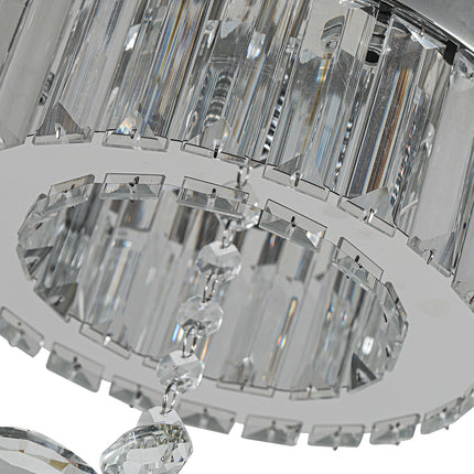 Modern Round Crystal Ceiling Light with Crystal Pendant
