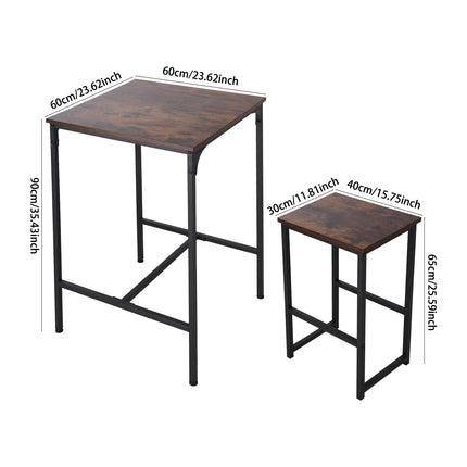 3-Piece Bar Table Set with Two Bar Stools