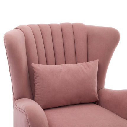 Modern Wingback Accent Chair Armchair with Footstool and Lumbar Pillow