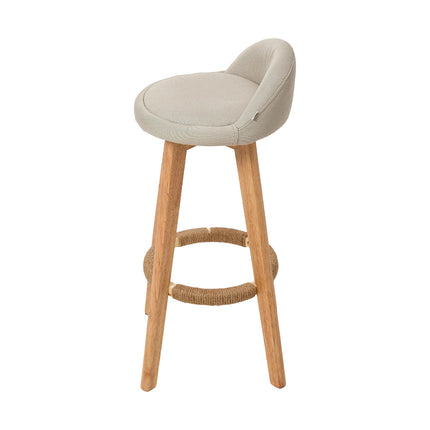Set of 2 Bar Stools with Low Backrest and Footrest
