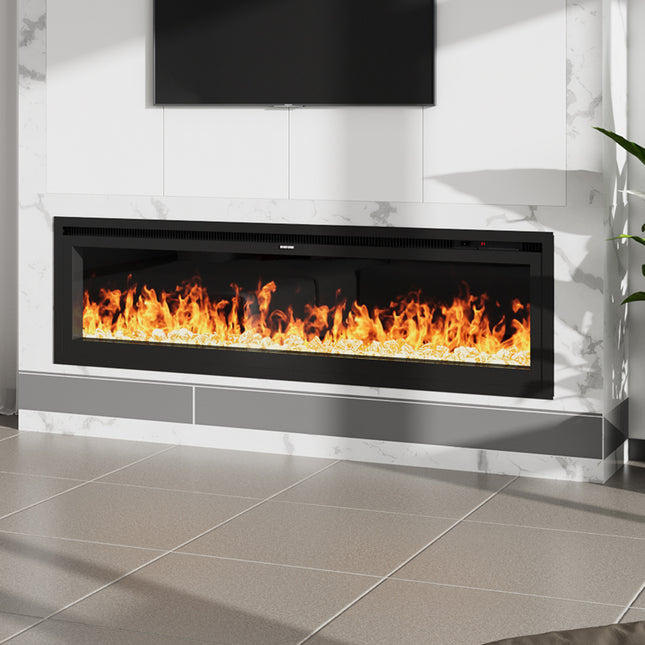 73 Inch Wall-mounted/ Freestanding Electric Fireplace with Remote Control, 1-8h Adjustable Timer