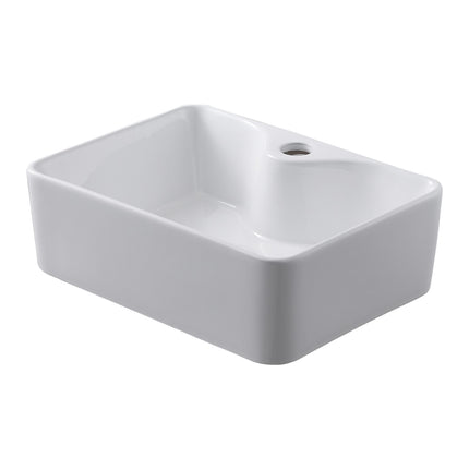 Rectangular Ceramic Countertop Basin with Central Drain Set