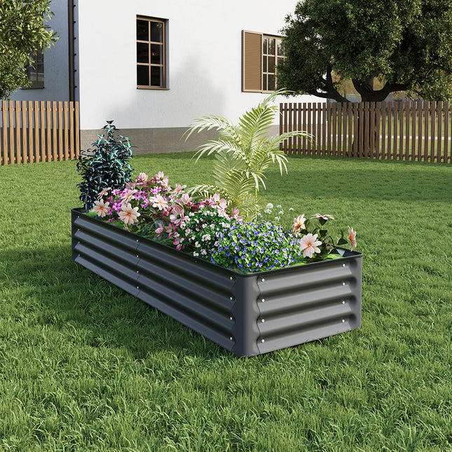 Rectangular Galvanized Steel Raised Garden Bed 180cm x 60cm