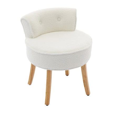 Teddy Fleece Dressing Table Stool with Solid Wood Legs