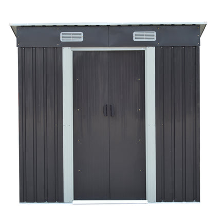 4x6ft Metal Garden Storage Shed with Sliding Door