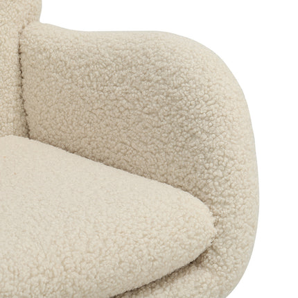 Beige Faux Wool Upholstered Rocking Chair
