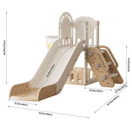Toddler Slide Playset with Basketball Hoop and Climbing Stairs