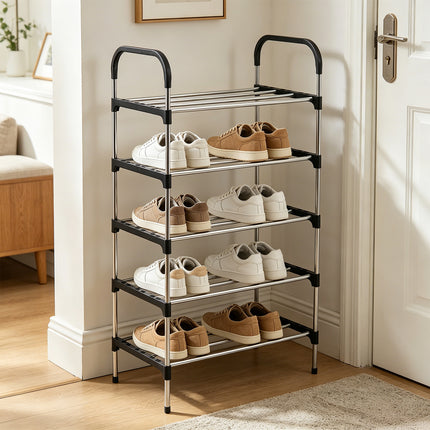 5-Tier/ 4-Tier Shoe Rack Organizer Stackable Space Saving Shoe Shelf