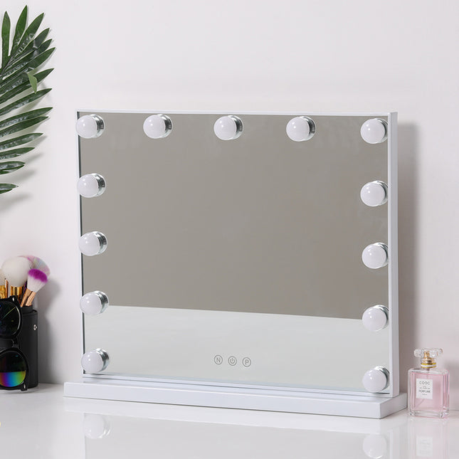 Large Makeup Dressing Mirror With 13 LED Light Touch Dimmable Bulb 50x42cm