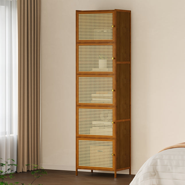 5-Tier Narrow Bookcase Storage Cabinet with Doors
