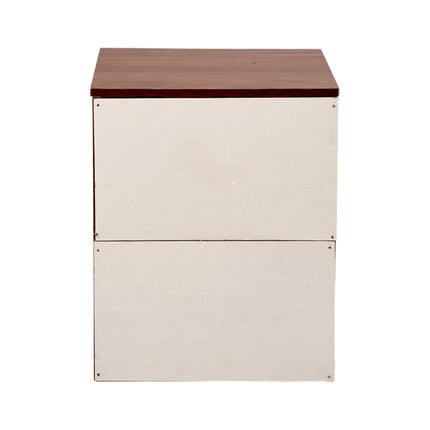 2-Drawer Wooden Nightstand Bedside Table in Walnut Colour
