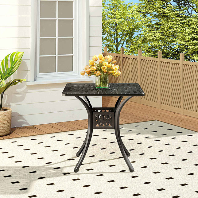Black Cast Aluminum Square Outdoor Dining Table 79x76cm