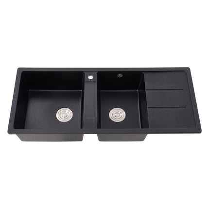 Double Bowl Quartz Resin Composite Kitchen Sink with Waste Kit